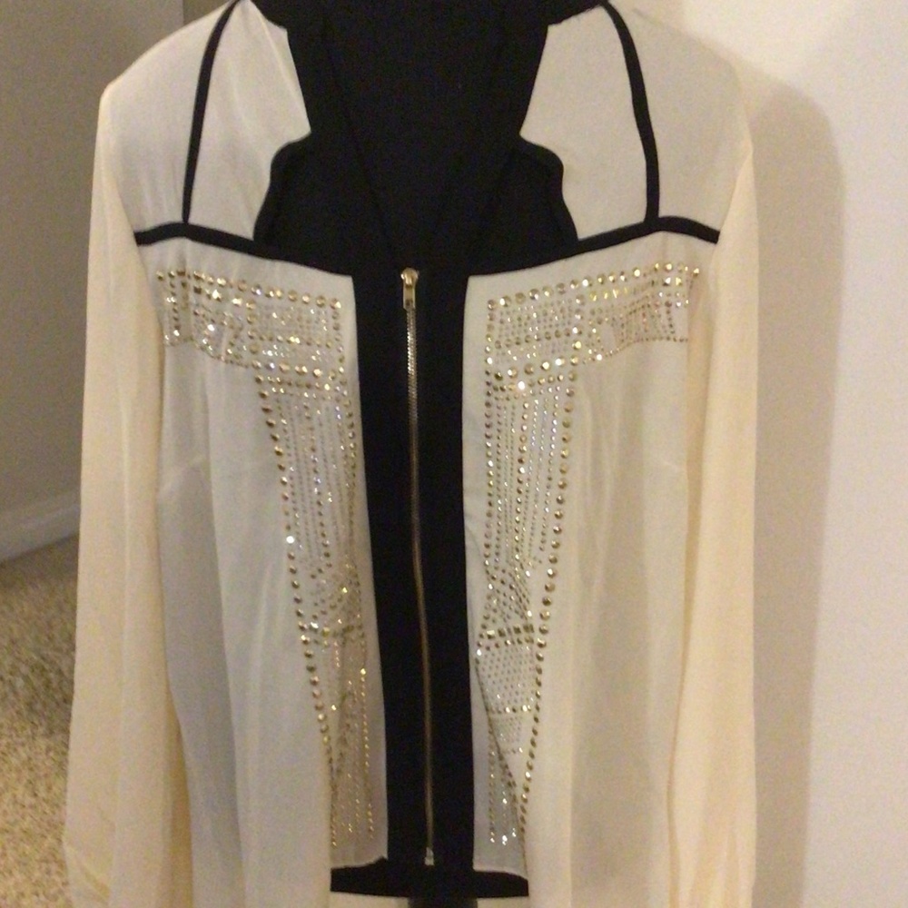 Sheer black and cream blouse in X-Large